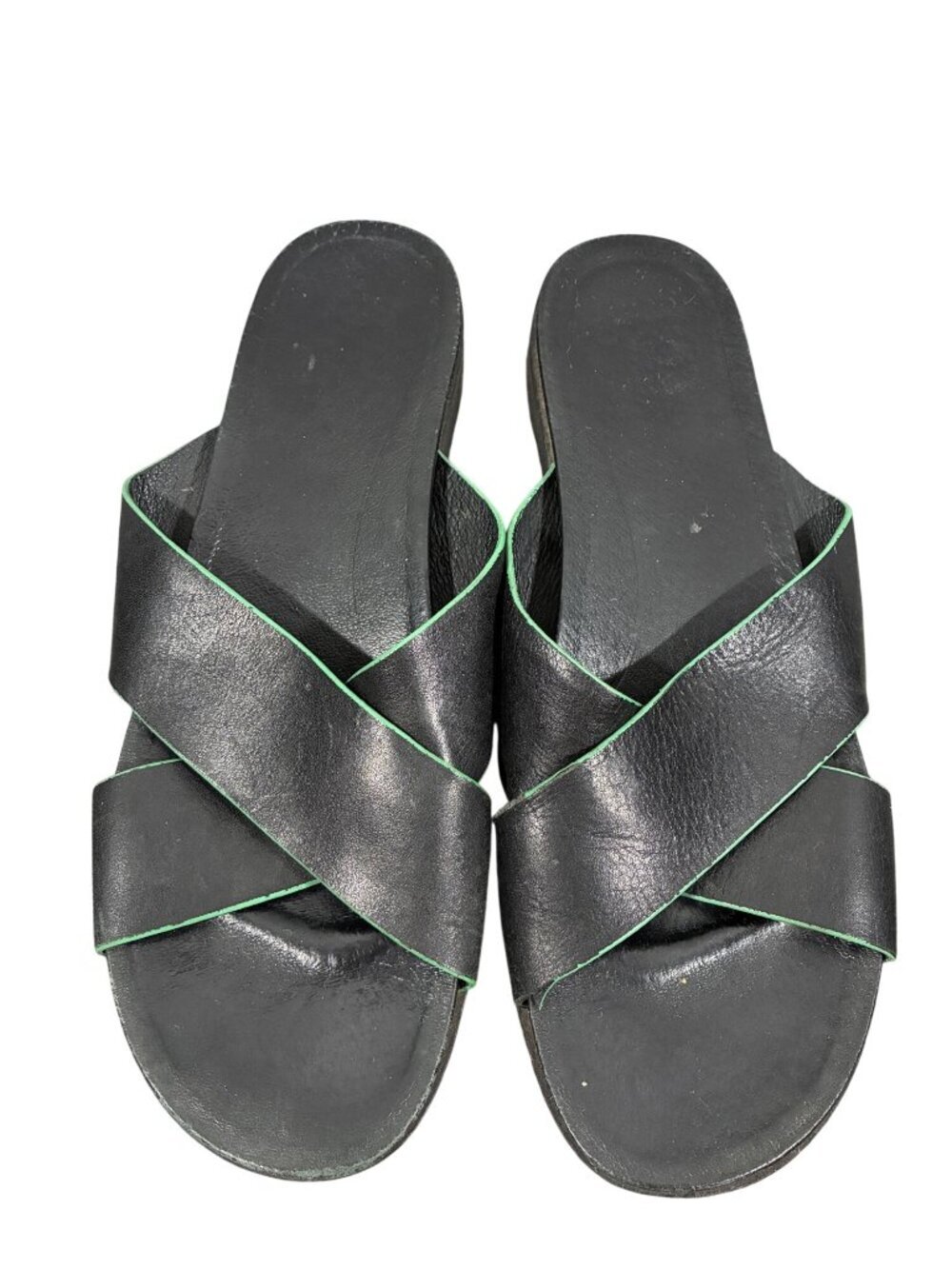 UGG Kari Womens Black Leather criss cross Slide Sandals shoes Size 10